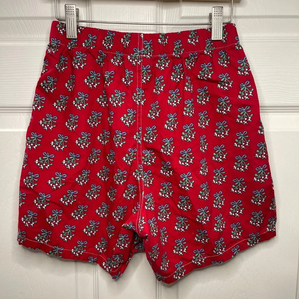 Vineyard Vines Boxers Men's Size XS Mistletoe Print 100% Cotton Holiday Red‎